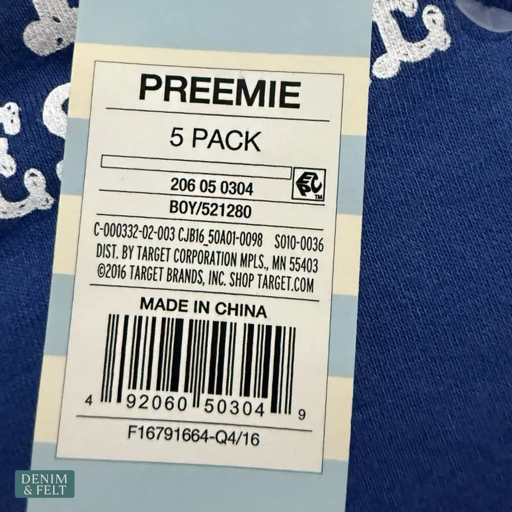 NEW Cat & Jack Baby Boy Preemie 5Pc Long Sleeve Onesie‎ Sleeper Set Soft Cozy